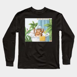 Cute tiger in bath Long Sleeve T-Shirt